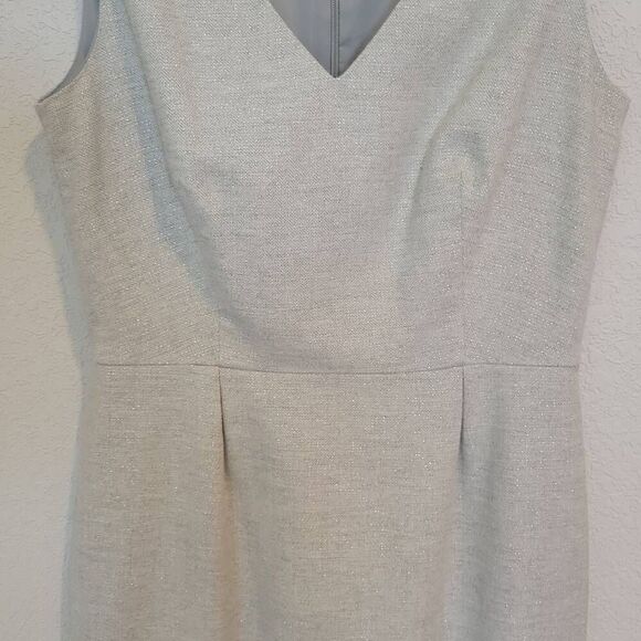 Banana Republic Gray Silver Sparkles Wool Blend V-Neck Sheath Dress Size 4 - Picture 3 of 10